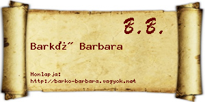 Barkó Barbara névjegykártya