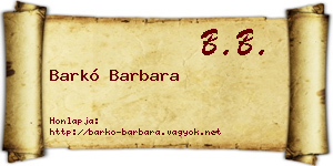 Barkó Barbara névjegykártya